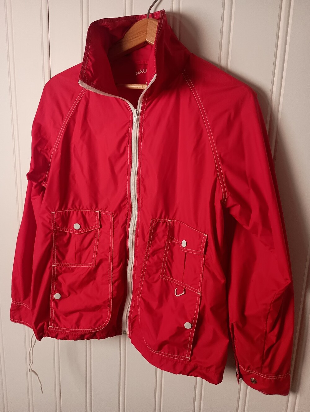 Nautica- Red Windbreaker Jacket with White Zip- Size M